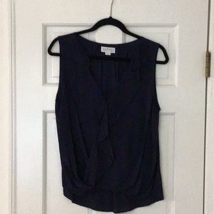 Top, Velvet by Graham & Spencer, sleeveless, ruffle front, longer in the back, M